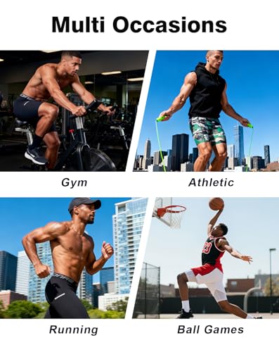 Men's Compression Shorts - Athletic Spandex Gym Tights - Large Black