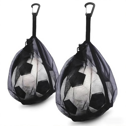 2Pcs Mesh Ball Bag for Sports - Basketball, Soccer, Volleyball - Black