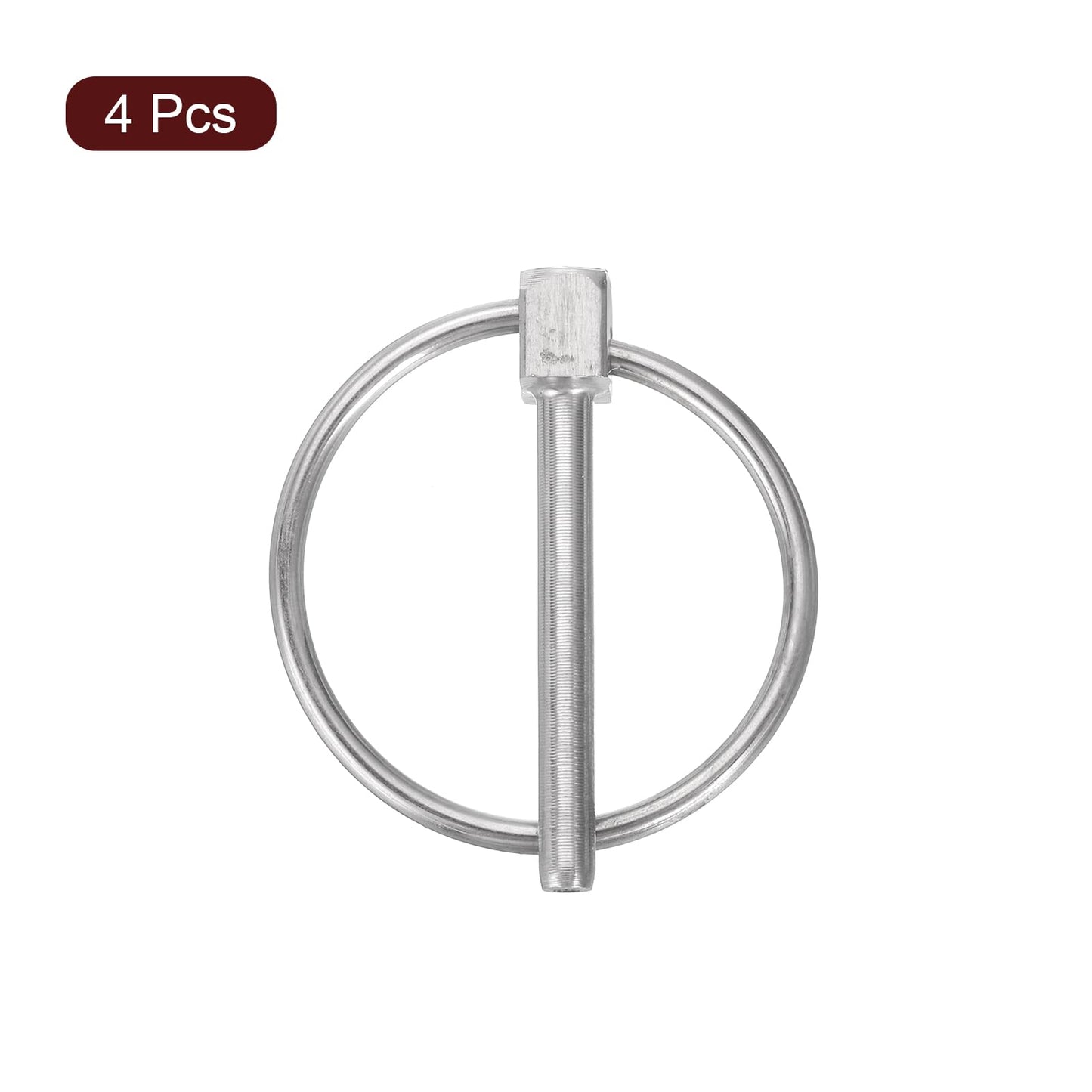 uxcell 4Pcs 1/8" x 1-3/8" Linch Pin with Ring, Stainless Steel Round Linch Pins for Boat Kayak Canoe, Trailer Trolley Trucks Mower, Silver