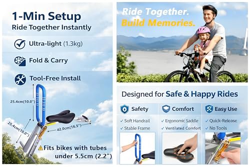 Front-Mount Child Bike Seat for Kids 2-6 Years - Blue-017