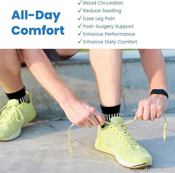 Ankle Compression Socks for Plantar Fasciitis Relief - Cushioned Athletic