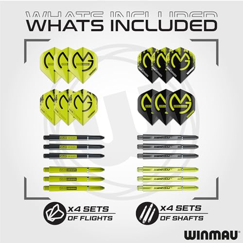 Winmau Michael Van Gerwen 50-Piece Steel Tip Darts Set with Case, Shafts & Flights