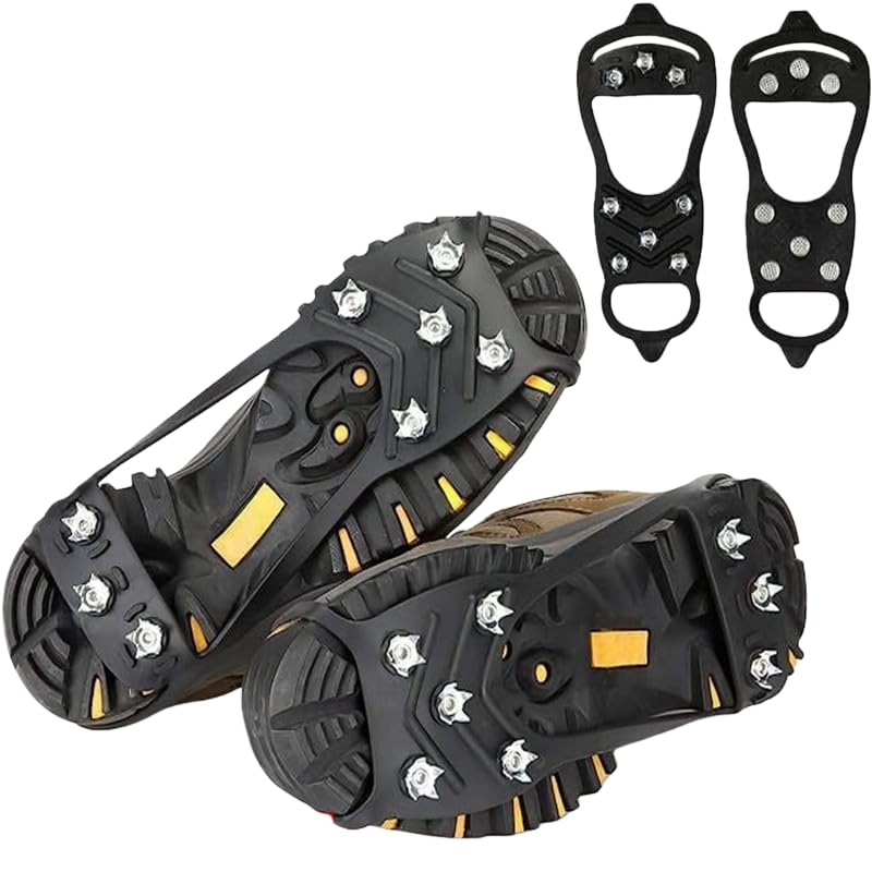 Large Non-Slip Ice Cleats with Stainless Steel Spikes for Boots