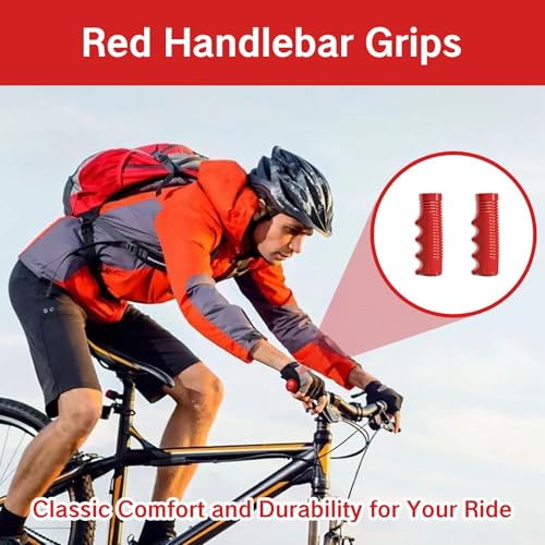 Red Bicycle Handlebar Grips - 3/4 Inch Non-Slip Pair