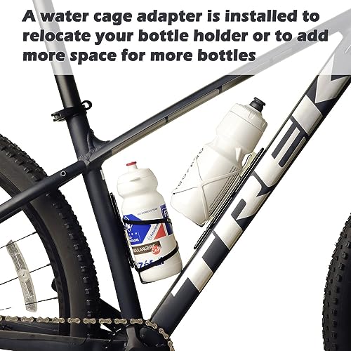 Bike Water Bottle Cage Adapter - 2 Slot, Black, Adjustable Mount