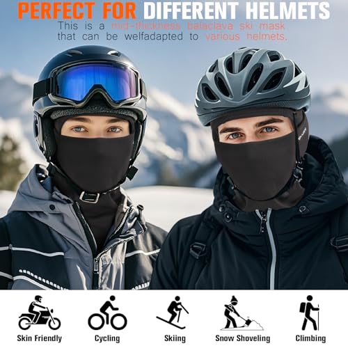 Black Thermal Balaclava Ski Mask for Men Women Winter Face Mask - YANIKY