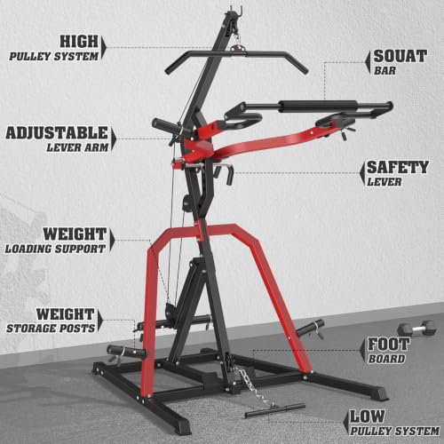 Multi-Function Home Gym System with LAT Pulldown - Red