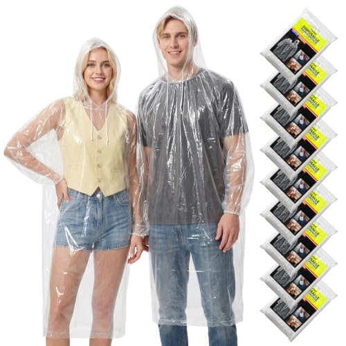Disposable Rain Ponchos for Adults - 9 Pack Emergency Protection