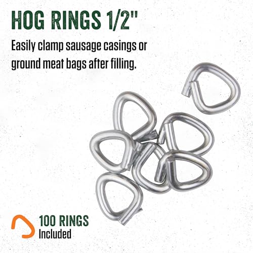 1/2" Galvanized Steel Hog Rings - 100 Heavy-Duty Rings