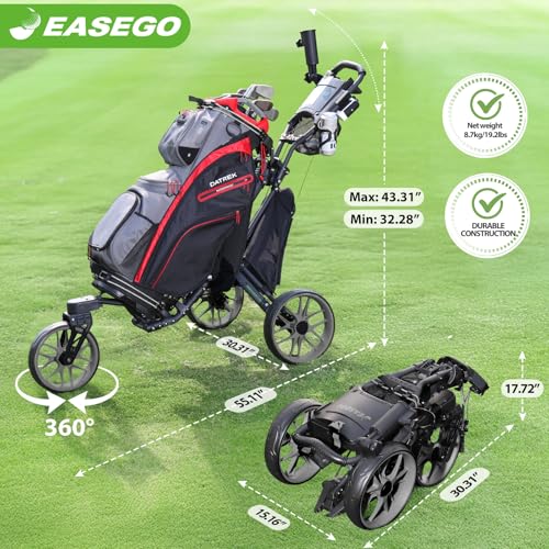 Golf Push Cart with 360° Swivel Front Wheels - Gray