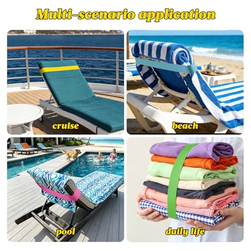 Elastic Beach Towel Bands for Cruise Chairs - 4 Pack