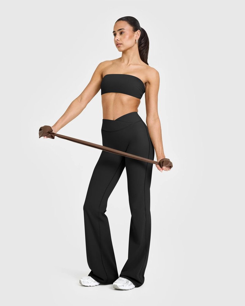 OQQ Yoga Pants Women High Waist Casual Soft Crossover Straight Leg Black