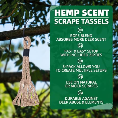 Deer Hunting Hemp Scent Rope - 3 Pack Deer Scrape Twine