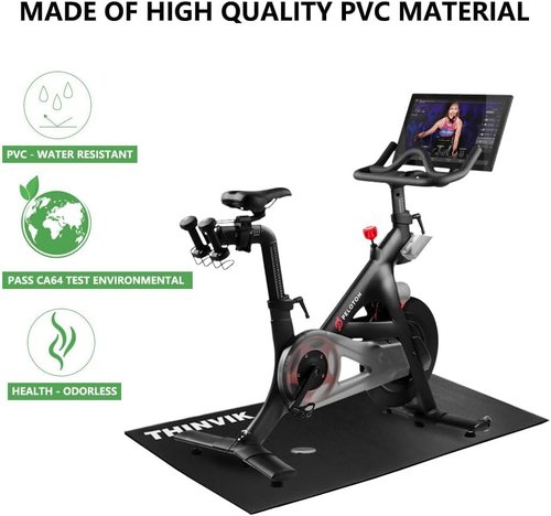 Saurka Bike Mat for Peloton Spinning Bike & Wahoo Kickr, PVC Enviromental 30"×60" Bicycle Trainer Mat for Stationary Indoor Spin Bike (Updated 6mm)