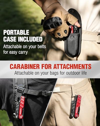 WORKPRO 11-in-1 Multitool Pliers with Red Pocket Clip & Sheath