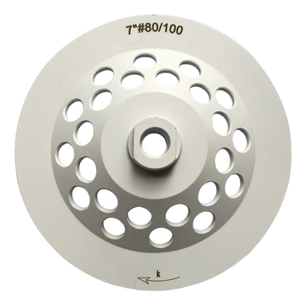 7" Grinding Wheels for Concrete, Granite, and Marble, #80/100 Grit, 5/8"-11 Threaded Arbor