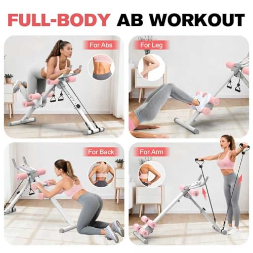 Adjustable Ab Workout Machine - Foldable Core Trainer - White