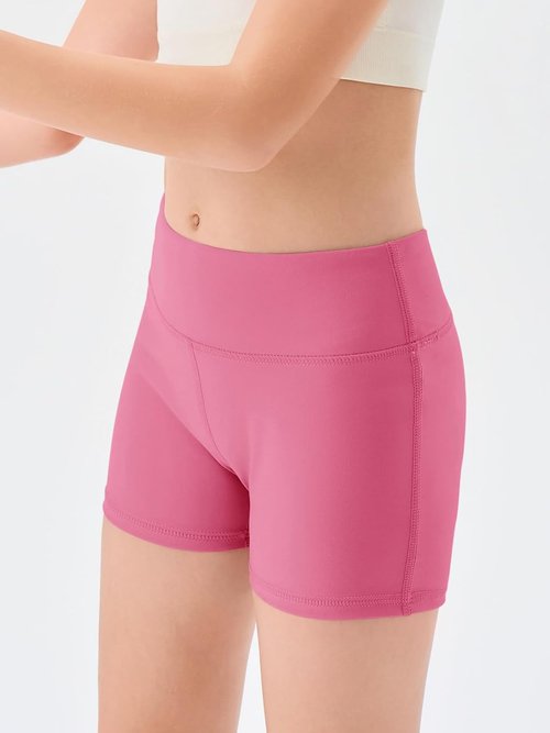 Haloumoning Girls Athletic Shorts - High Waisted Gymnastics & Yoga Biker Shorts | 3 Pack, Ages 5-14