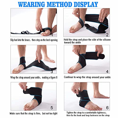 Breathable Adjustable Compression Ankle Support Brace - Blue