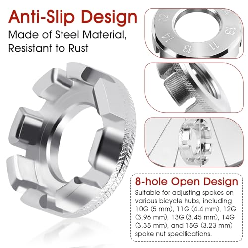 4-Piece Bicycle Spoke Wrench & Wheel Truing Tool Set with Tire Levers