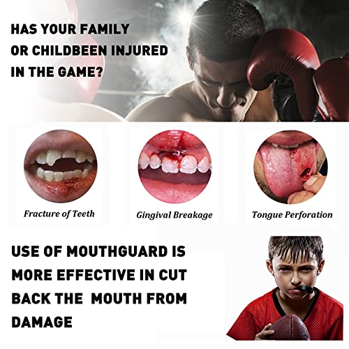 Kids Mouth Guard Sports Braces - 3 Pack Red, Black, White, Blue