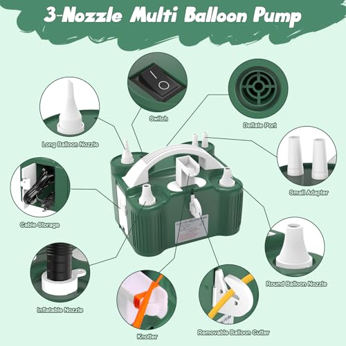 Green Electric Balloon Pump Inflator for Balloons & Inflatables - Fast & Multi-Use