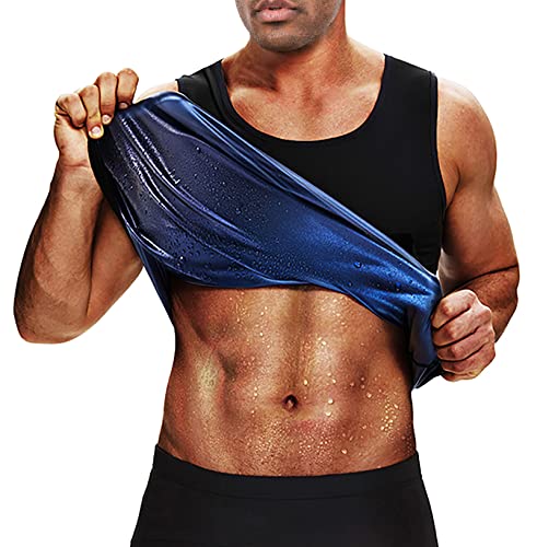 Compression Sauna Sweat Vest Tank Top for Men - Blue / Large-X-Large