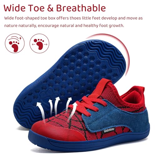 WateLves Toddler & Kids Wide Barefoot Sneakers 8.5 Wide Red Blue Variation