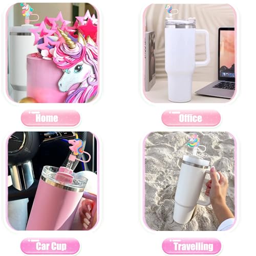 4PCS Silicone Straw Toppers - Unicorn Design for 10mm Straws