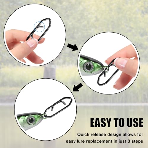 Medium Fishing Speed Clips - 50 Pcs Stainless Steel Quick Change Snaps