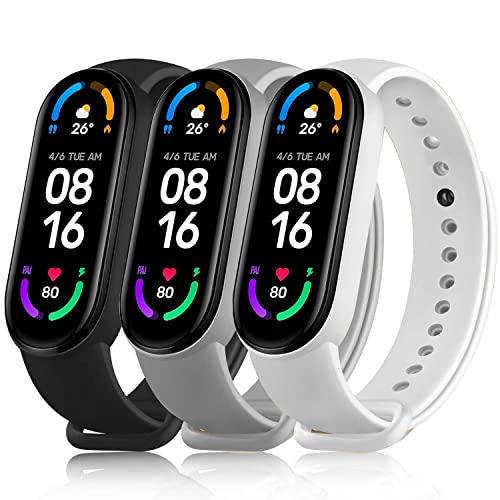 Silicone Replacement Bands for Amazfit & Xiaomi Mi Band - Black/White/Grey