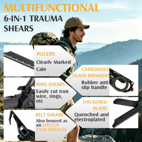 LEARTFYE Trauma Shears Foldable with Holster – Multi-Tool Emergency Scissors, 420HC Stainless Steel, Carbon Black + Army Green