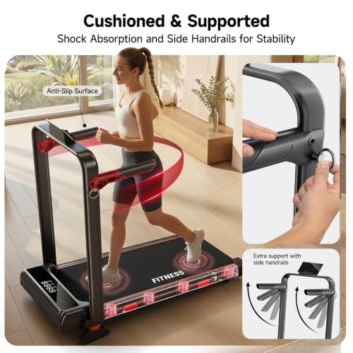 Incline Walking Pad Treadmill with Handle Bar - Matte Black