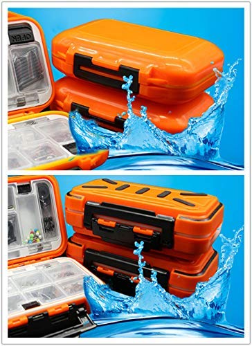 Waterproof Fishing Tackle Box - Orange Small, 12 Compartments