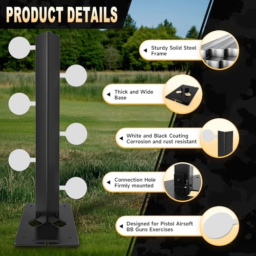 Metal Swing Shooting Target Stand with 6 Steel Plates - Double-Sided