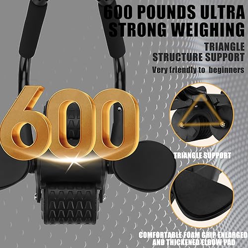 Automatic Rebound Ab Roller for Core Strength Training - Black