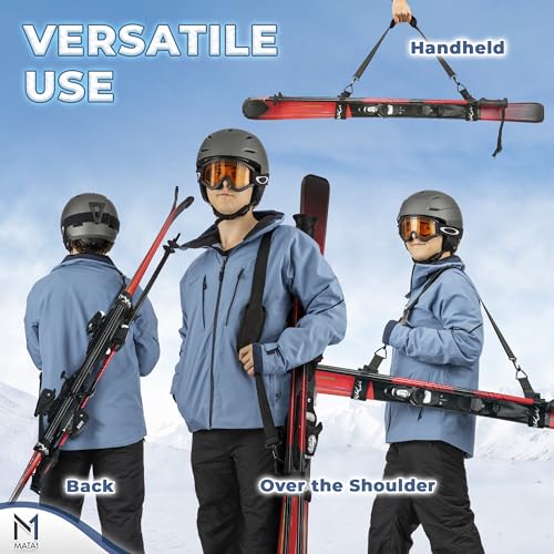 Ski Strap & Pole Carrier - Adjustable Shoulder Strap - 2 Pack