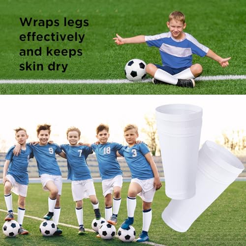 Compression Soccer Shin Guard Sleeves with Pocket - White, Small