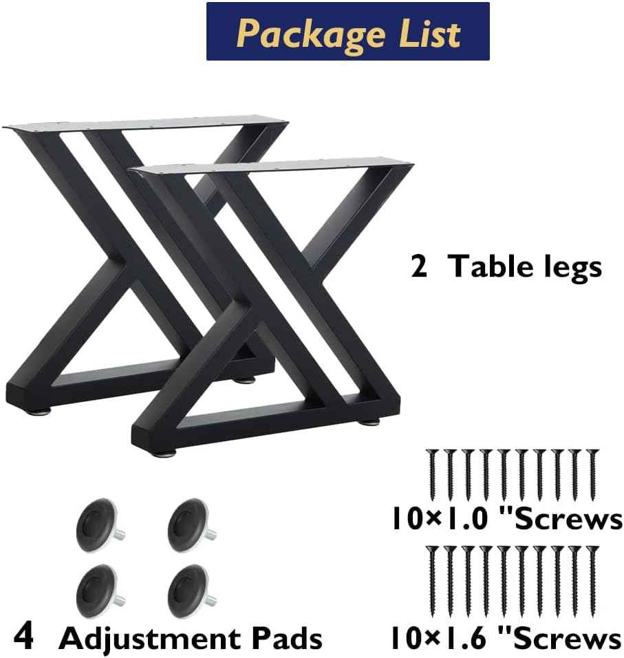 16-Inch Black Metal Coffee Table Legs - Industrial Triangle Design, Set of 2