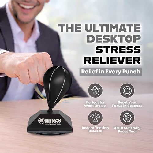 Black Desktop Punching Bag - Stress Relief & Focus Fidget Toy for Office & Study