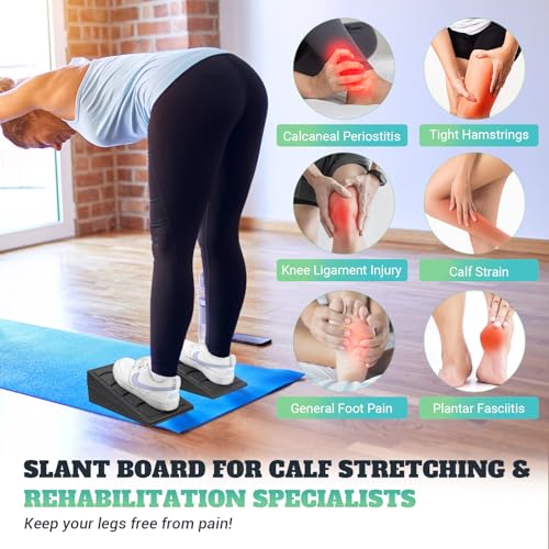 Squat Wedge Block for Calf Stretching - 5 Adjustable Angles, Classic & Black