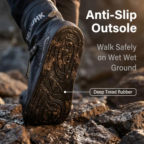 XX-Large Waterproof Boot Covers - Reusable Rain Shoe Covers - Black
