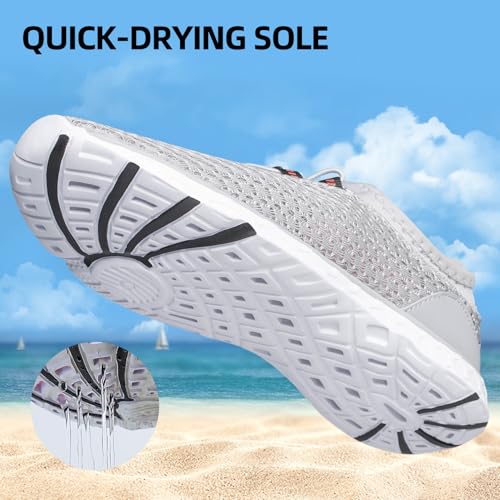 Quick Dry Women's Water Shoes - Aqua Sandals for Beach & Pool - Grey 2