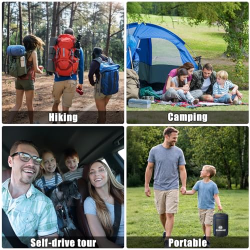 Blue Kids Sleeping Bag for Cold Weather - Lightweight Waterproof Flannel Camping Bag for Youth 10-12 Years