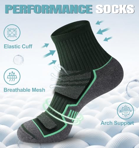 Men's Cushioned Ankle Socks - Athletic Running Gym Socks 10-13 / 6 Pairs Multicolor