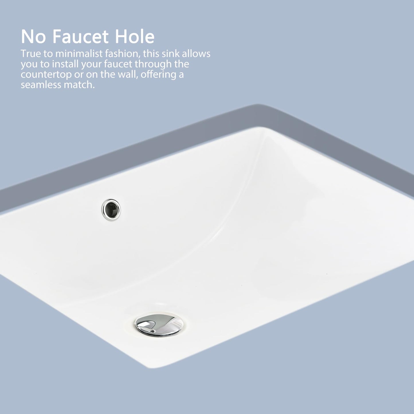 EQLOO Rectangular Undermount Bathroom Sink - 20 X 15 inch Vessel Sink,Undermount Bathroom Sink Rectangle, White Ceramic Lavatory Vanity Basin with Overflow