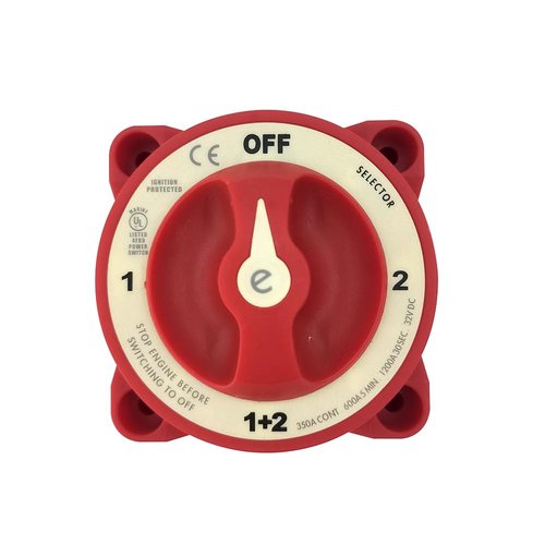 ISURE Marine Battery Switch - 4 Position Selector for Motorhomes | 32V 350A Red Terminal