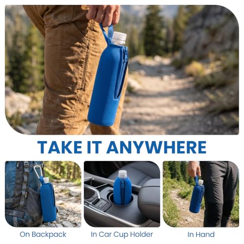 Linkidea Blue 2 Pack Neoprene Water Bottle Sleeve for 16.9/20 Fl Oz (Smartwater, Evian, Lifewtr) - Fits 7.7-9 in H