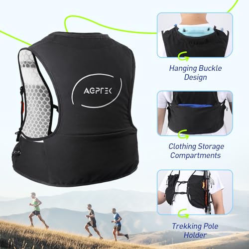 AGPTEK Hydration Running Vest with 2L Bladder — Lightweight Adjustable Hydration Pack for Men & Women
