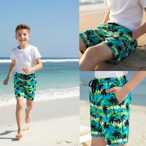 Boys Swim Trunks with Compression Liner - Palm Tree, 5-6 Years
